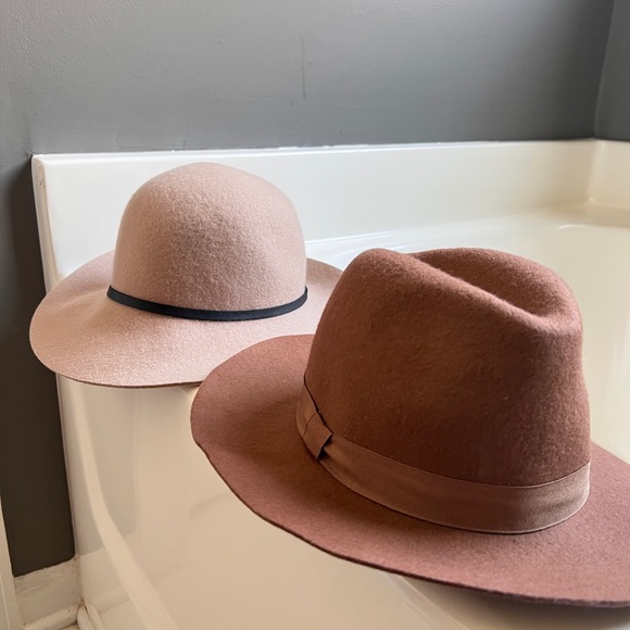 Elegant Pink and Brown Women's Fedora Hat Set Both 100% Wool - Picture 2 of 15